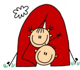 camping kids in tent cartoon