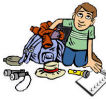 kid with camping gear