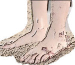 Boy's feet with spit