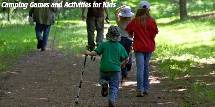 Kids hiking in woods