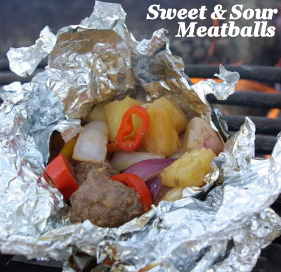 Sweet and Sour Meatballs Tin Foil Pack Meal camp meal
