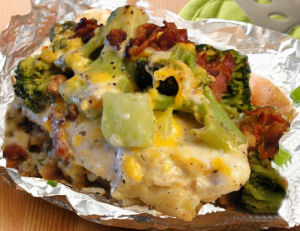 Cheesy Chicken and Broccoli Foil Pack Meal
