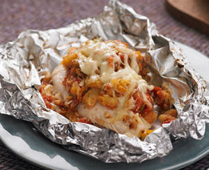 Tin Foil Pack Chicken Bruschetta Camp Meal