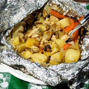 Classic chicken tin-foil pack dinner